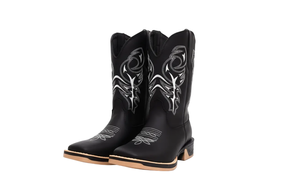 Bota Texana Masculina em Couro Bico Quadrado Sola Jump