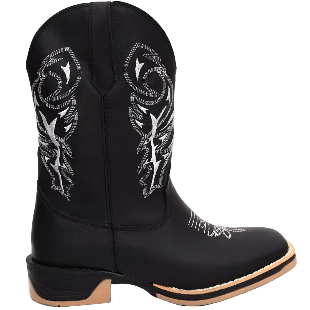 Bota Texana Masculina em Couro Bico Quadrado Sola Jump