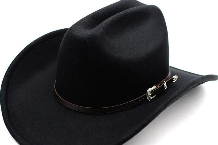 Chapéu Cowboy Vintage Unissex – Aba Larga de Couro